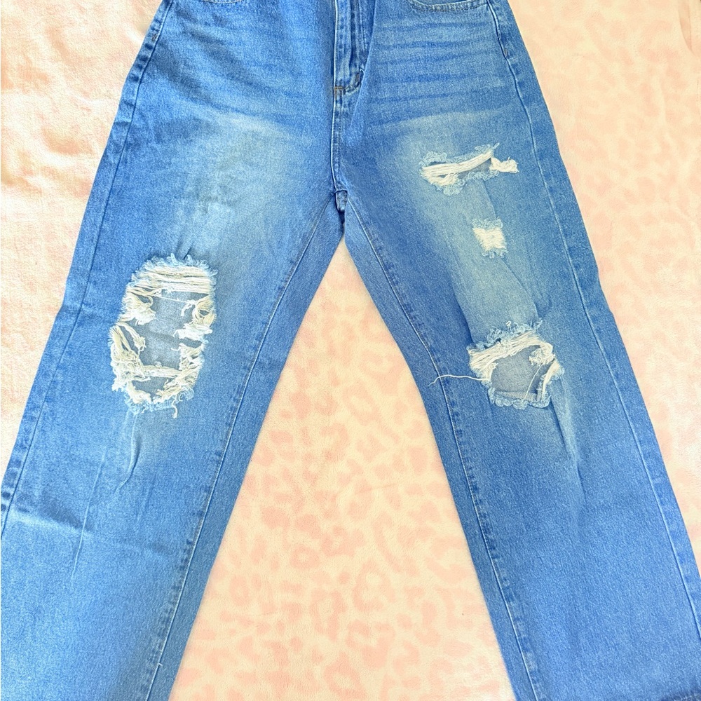 Distressed Blue Jeans